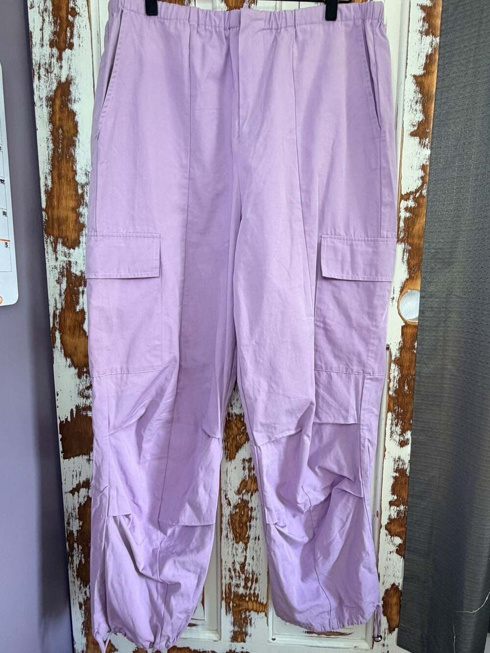WAYF Cargo Jogger Pants Lavender Size M Cotton Lyocell Blend Utility